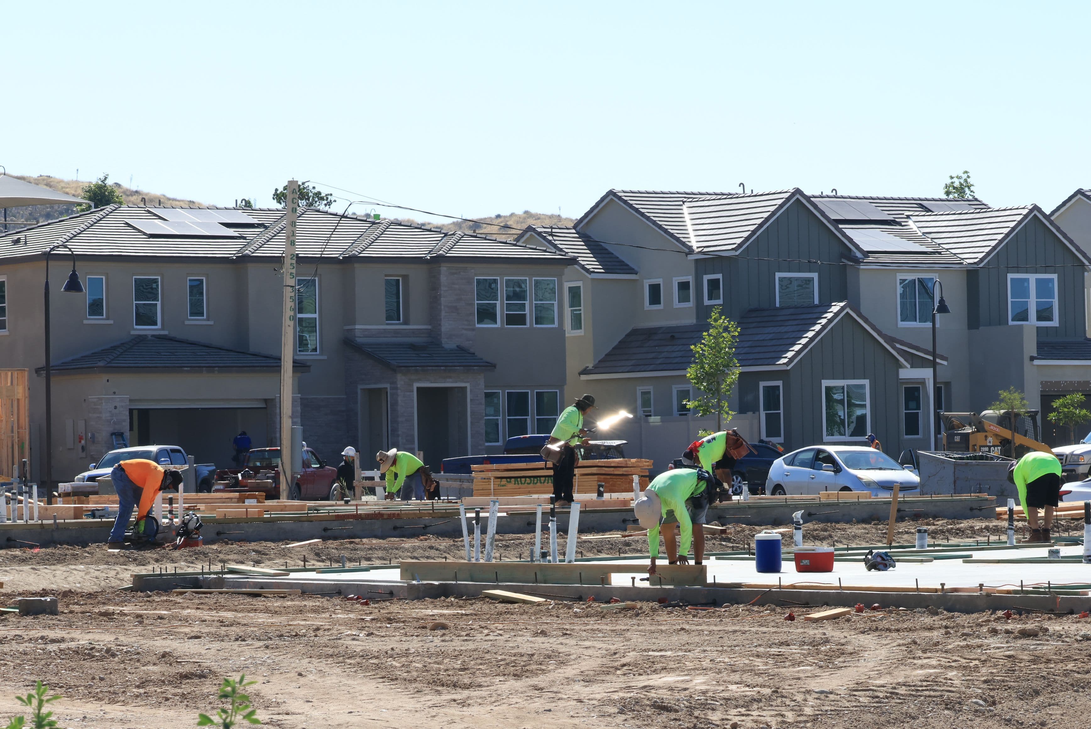 Construction crew working on a foundation for a housing development near North Little Rock, AR